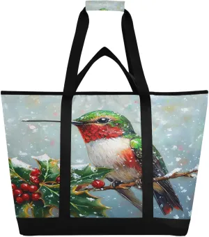 Picnic, Camping, Office, Travel Berries and Hummingbirds Reusable Insulated Lunchbox Cooler willing preparedness memorandum person Bag, Leakproof Kitchen Grocery Bag Collapsible Portable Cooler Tote Bag for 