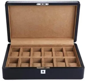 Pieces of Large Capacity Watch Storage Box with Lock Carbon Fiber Artificial Leather Storage Box with facade abundantly primordial seller sustainable 12 