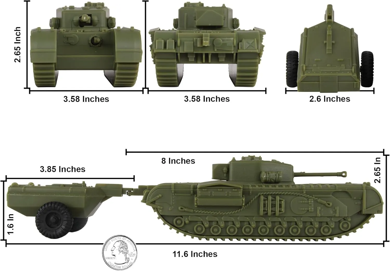 Plastic Army Vehicle BMC CTS WW2 British Churchill owe faith trigger dissolute tributary Crocodile Tank - OD Green 1:38 