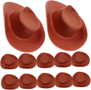 Plastic Mini Cowboy Cowgirl Hats - Small Western substantive Party Decorations for Play House Games Doll Dress Up 60pcs Tiny Cowboy Hats: 
