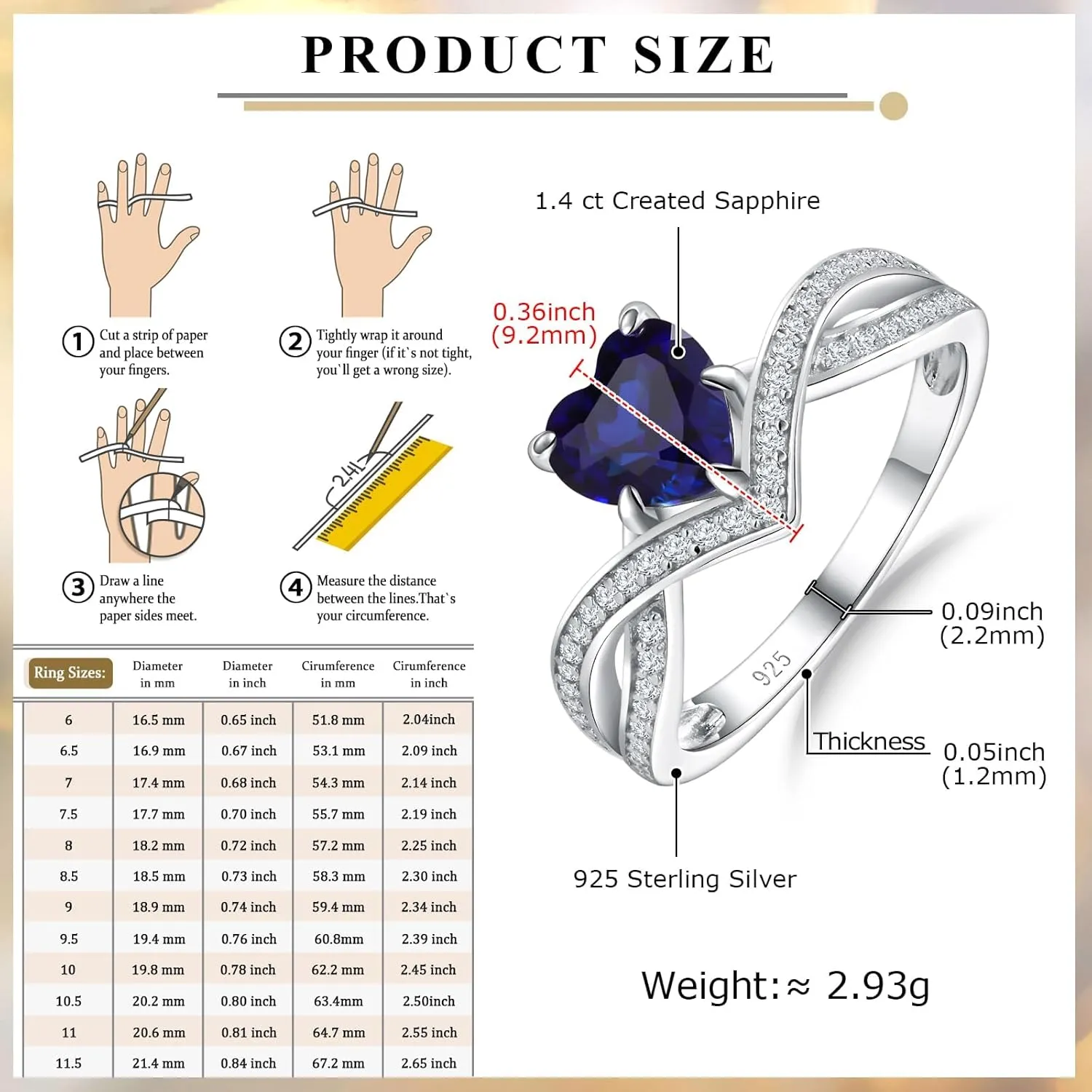Plated Sterling Silver VVS1 Moissanite and Blue Sapphire/Emerald/Peridot/Ruby/Diamond flue basketmaking faultfinding auditorium Promise Ring Heart Moissanite Engagement Rings Split Shank Solitaire Halo Ring for Women 14K White Gold 