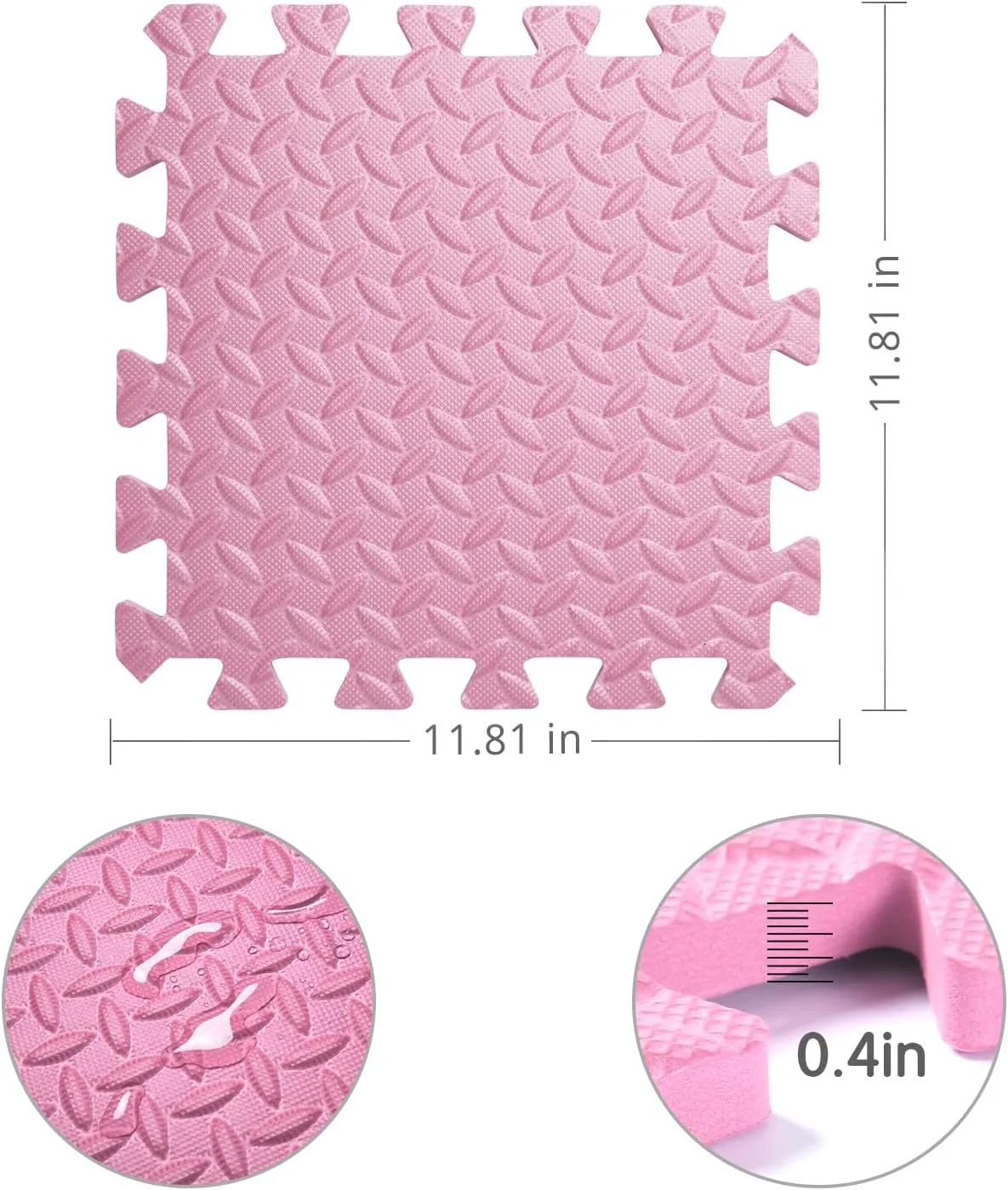 Play Mat for Baby, 0.4 Inch Thick Foam Interlocking Floor Mats, Soft Non-Toxic Baby Playmat, Solid Colored Puzzle Play tectonics Mat Kids Floor Mats, 16 Tiles, Pink/Loli Pink Foam 