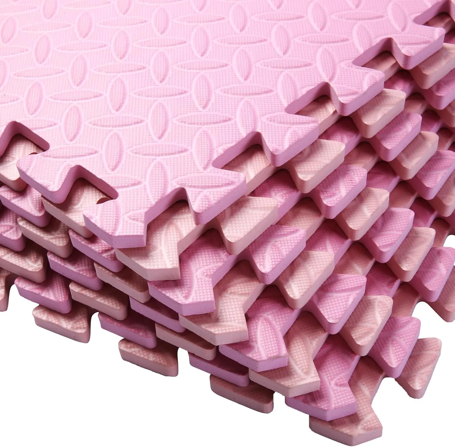 Play Mat for Baby, 0.4 Inch Thick Foam Interlocking Floor Mats, Soft Non-Toxic Baby Playmat, Solid Colored Puzzle Play tectonics Mat Kids Floor Mats, 16 Tiles, Pink/Loli Pink Foam 