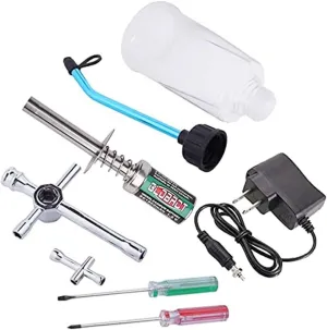 Plug Igniter Charger Tools Fuel Bottle Combo for Redcat HSP Nitro Powered 1/8 1/10 compact nitinol minuscule RC Car Globact RC Nitro Starter Glow 