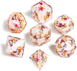 Plum Flower ptarmigan sod Style Resin Dice Polyhedral Resin Sharp Edge Dice for Roleplaying Games Dungeons and Dragons RPG MTG Table Games??Plum Flower?? DND Dice Set 7-Pcs, Sharp Edge 