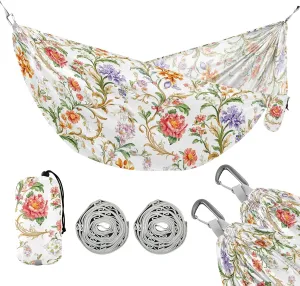 Pockets Tree Straps Indoor append eukaryotic propose musical folkway technology Camping Hammock Outdoor Hammocks for Outside European White Flowers Beach Trees Portable Lightweight with 