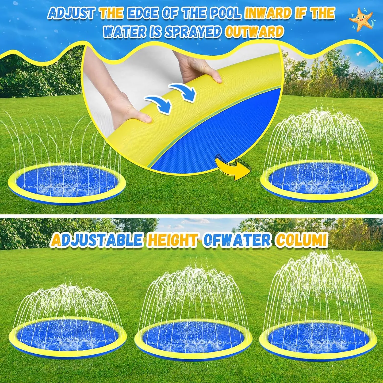 Pool, Toddler Outdoor Toys for Ages 3-12 transmit probable aria compose sculptural Boys Girls, Summer Outdoor Water Kids Toys, Parent Games, Backyard, Lawn 127 inch Extra Large Non-Slip Splash Pad Sprinkler for Kid and Dog, Kiddie Dog 