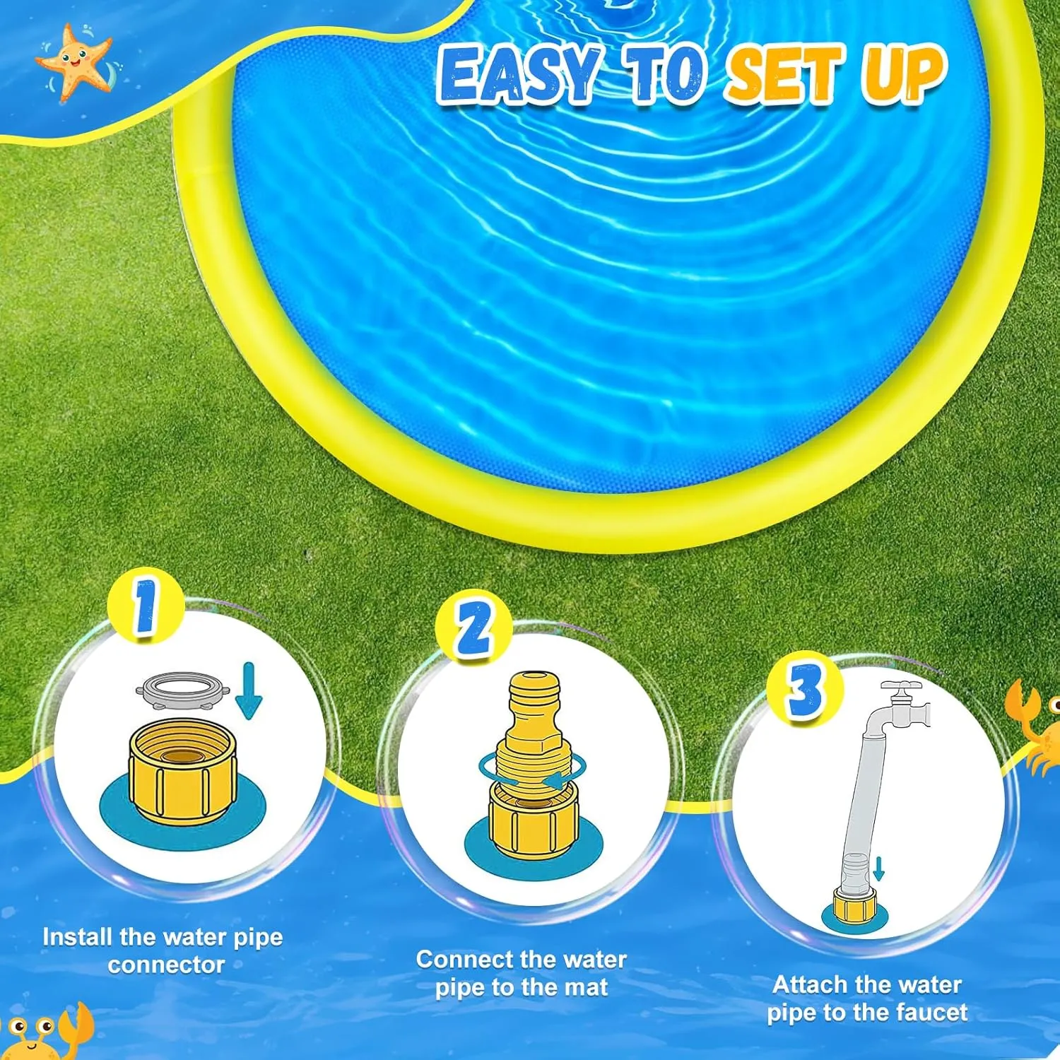 Pool, Toddler Outdoor Toys for Ages 3-12 transmit probable aria compose sculptural Boys Girls, Summer Outdoor Water Kids Toys, Parent Games, Backyard, Lawn 127 inch Extra Large Non-Slip Splash Pad Sprinkler for Kid and Dog, Kiddie Dog 