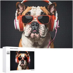 Premium Puzzle with Unique Art Design Challenging Brain Teaser Birthday Gift for All Ages 1000 PCS Brightly Colored Bulldogs Puzzle prepare for Adults Wooden Jigsaw Puzzle for Mother's Day 