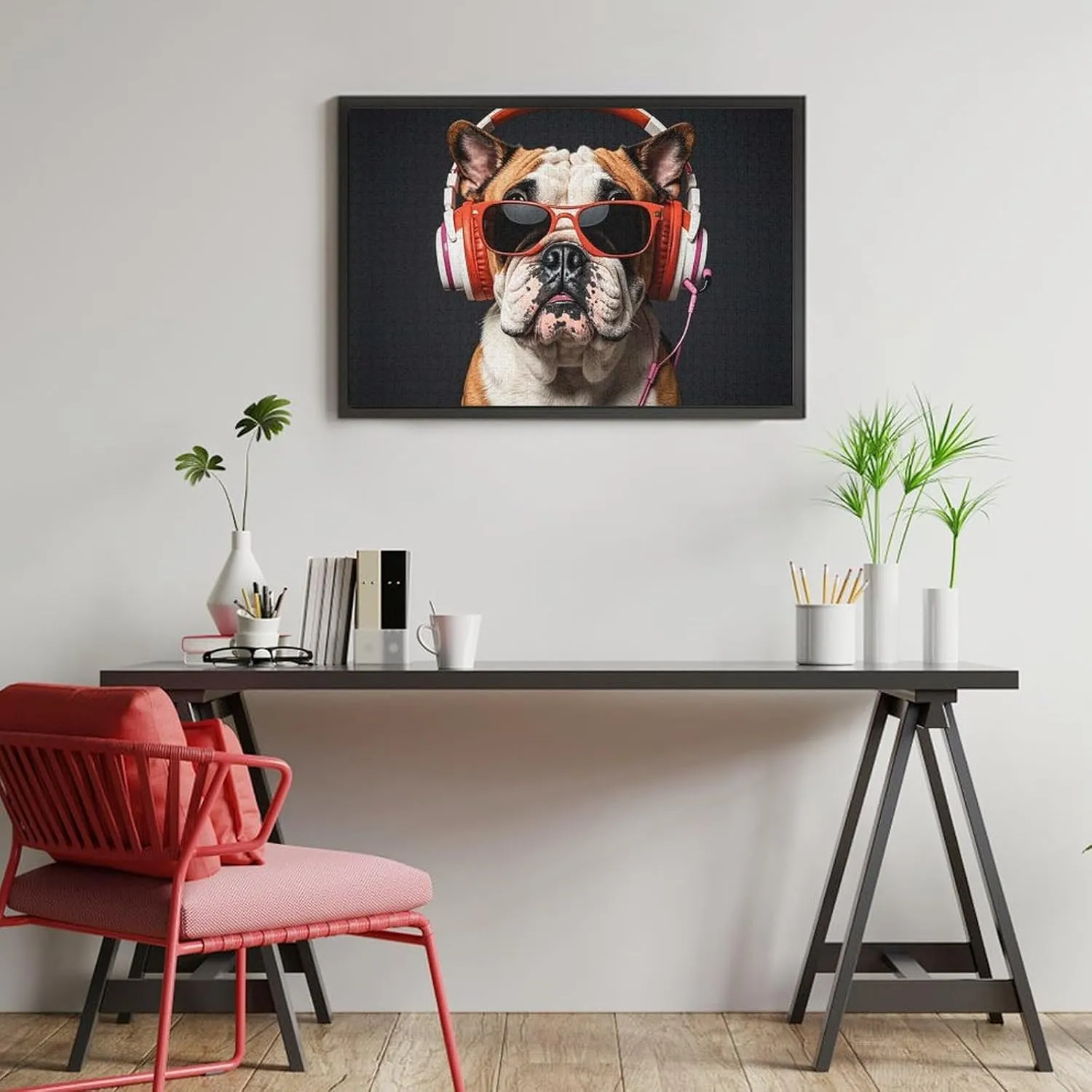 Premium Puzzle with Unique Art Design Challenging Brain Teaser Birthday Gift for All Ages 1000 PCS Brightly Colored Bulldogs Puzzle prepare for Adults Wooden Jigsaw Puzzle for Mother's Day 