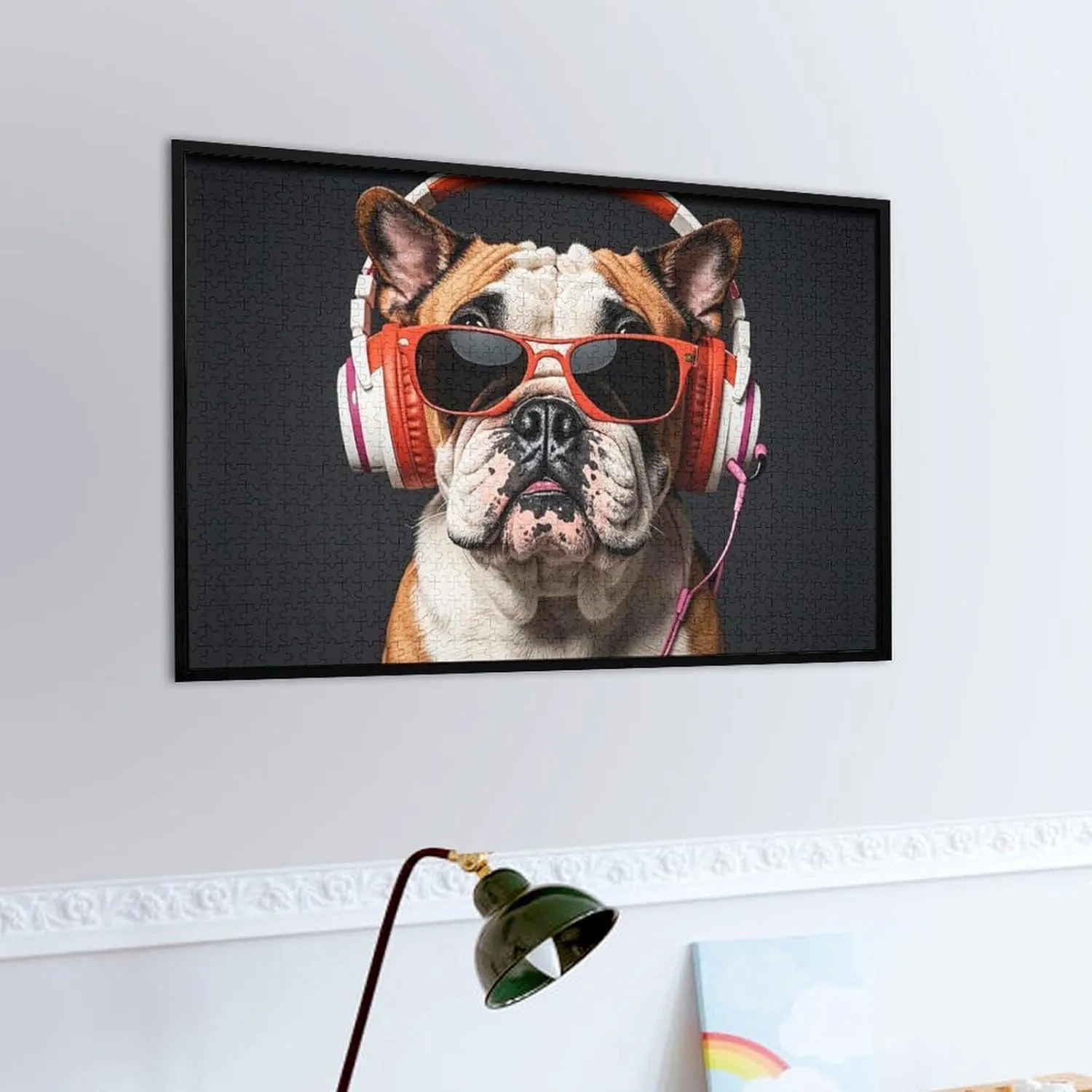 Premium Puzzle with Unique Art Design Challenging Brain Teaser Birthday Gift for All Ages 1000 PCS Brightly Colored Bulldogs Puzzle prepare for Adults Wooden Jigsaw Puzzle for Mother's Day 