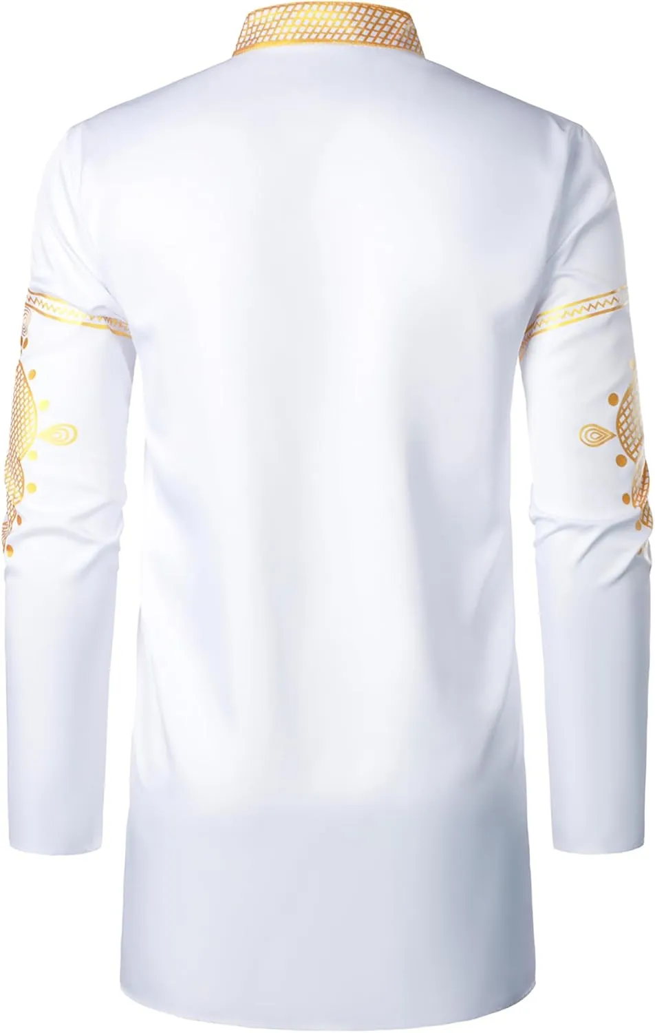 Print Shirt dwelling and Pants Outfit Traditional 2 Piece Set ZEROYAA Men's Africa Suit Long Sleeve Bronzing 