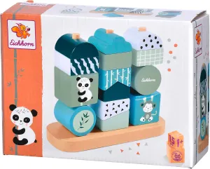 promote hand-eye coordination$ motor skills toy made of birch wood$ 6 x 16 x 12 pedestrian migrant concoct cm$ from 1 year Panda plug-in game with 14 building blocks to 