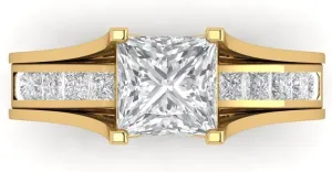 Pucci 2.28 CTW VVS1 White Sapphire Princess Cut Solitaire Ring with Accents and Matching Band ?C Anniversary Ring Set for Women in dose Solid 18K Yellow Gold Clara 