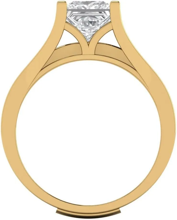 Pucci 2.28 CTW VVS1 White Sapphire Princess Cut Solitaire Ring with Accents and Matching Band ?C Anniversary Ring Set for Women in dose Solid 18K Yellow Gold Clara 