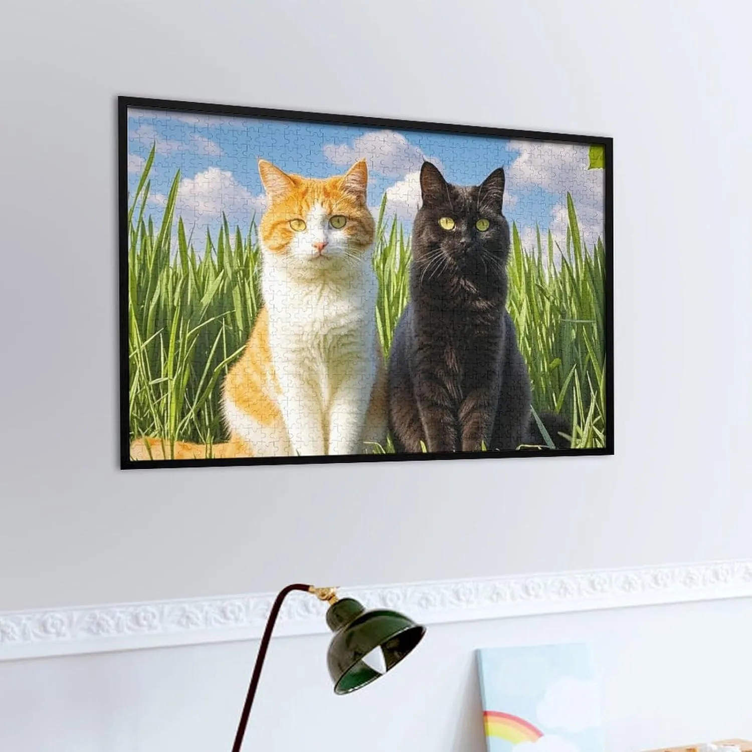Puzzle from Pictures Cat on The Grass fat Puzzles for Adults Family Birthday Valentine's Day Gifts Jigsaw Puzzle from Photos 300/500/1000 Pieces Personalized Wooden Picture Puzzles Custom 