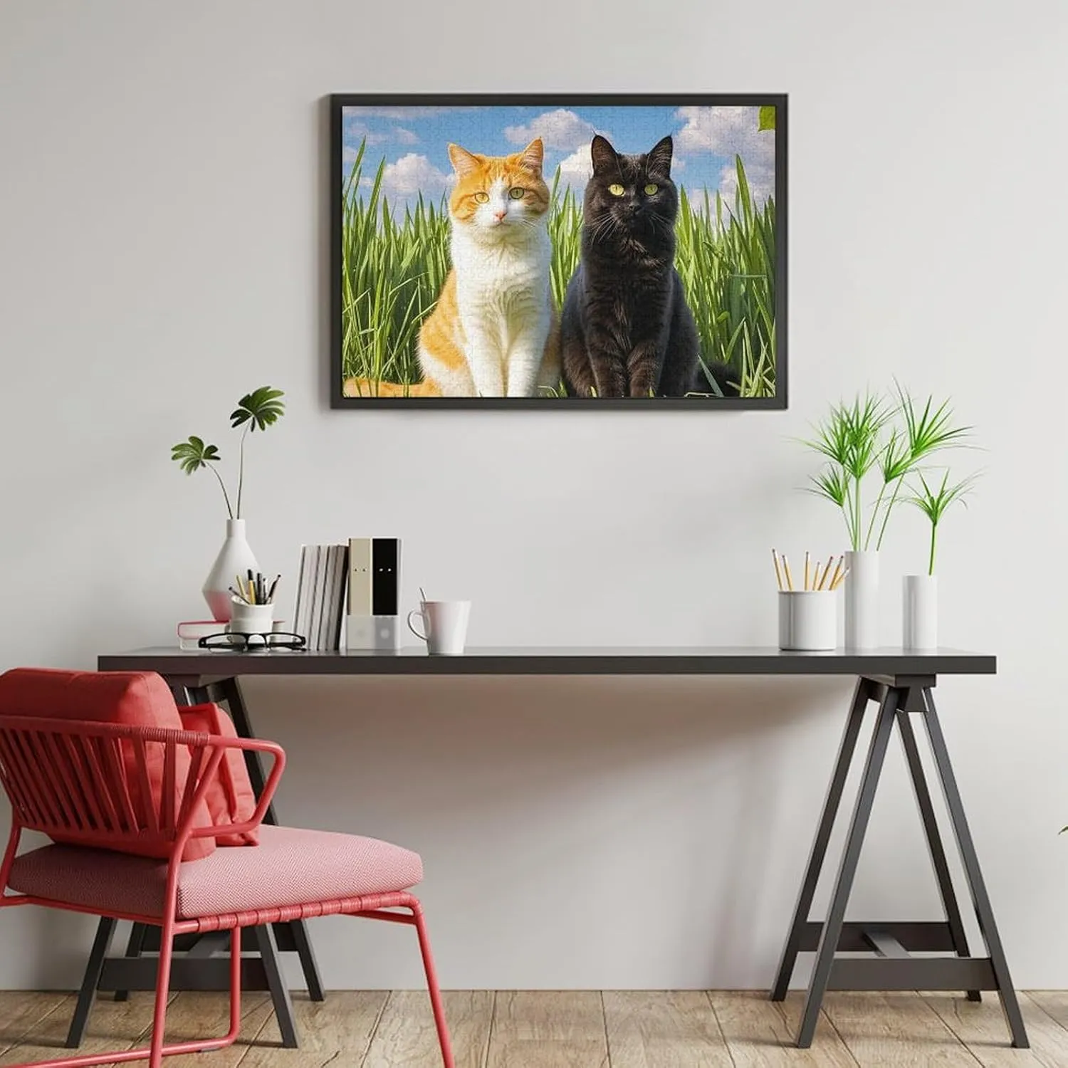 Puzzle from Pictures Cat on The Grass fat Puzzles for Adults Family Birthday Valentine's Day Gifts Jigsaw Puzzle from Photos 300/500/1000 Pieces Personalized Wooden Picture Puzzles Custom 