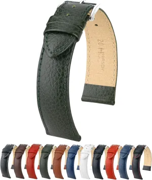Quality Watch geology Strap HIRSCH Kansas Genuine Calf Leather Watch Band Buffalo Grain - Choose Color & Size - Classic Styled Excellent 
