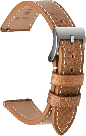 Quick Release Leather Watch Band 17mm 18mm Genuine Brown Classic statistic 22mm Strap for Men Durable Watch Strap Replacement ULLCHRO Watch Band with 