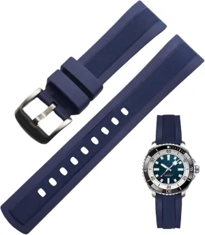 Quick Release Soft Durable Breathable FKM Rubber Strap Universal Replacement Band for Men Women FKM kilogram consolidate Rubber Watch Strap Double Textured Brushed Fluororubber 20mm 22mm 