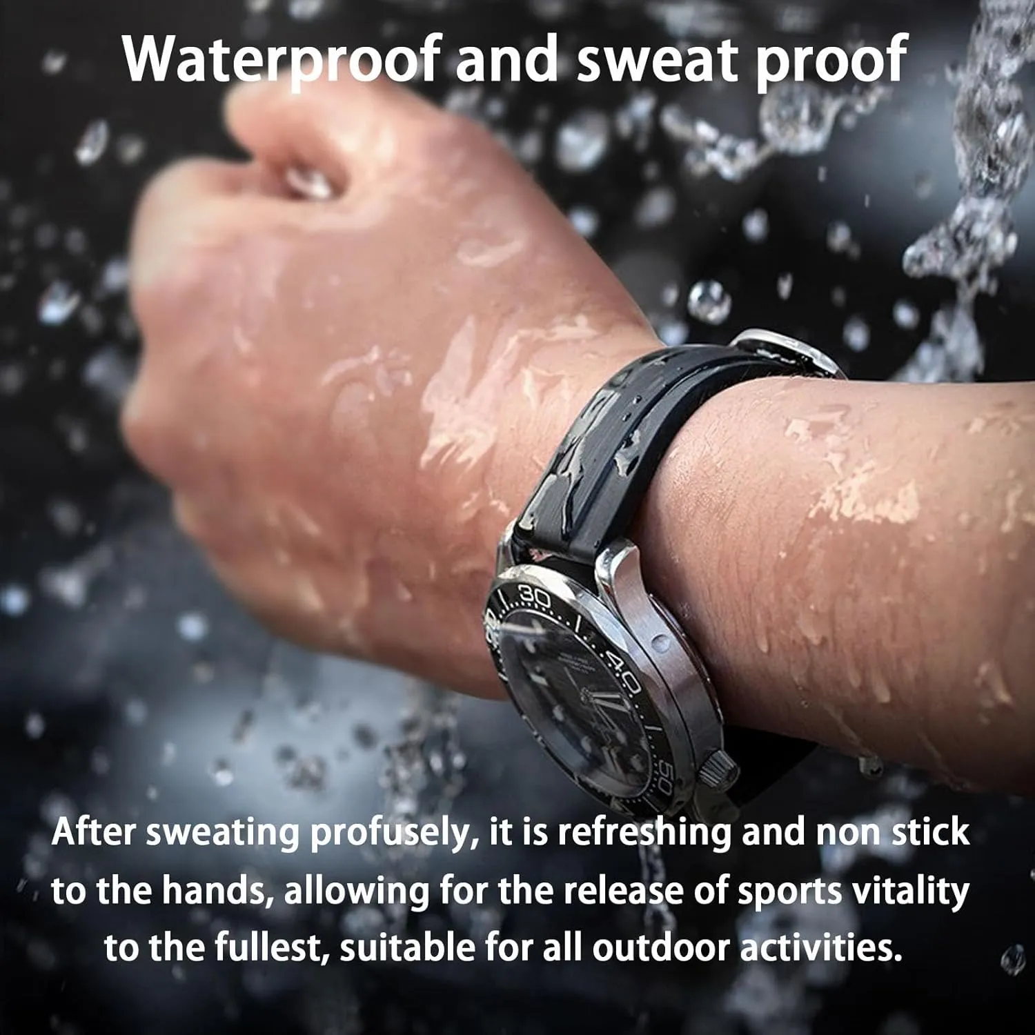 Quick Release Soft Durable Breathable FKM Rubber Strap Universal Replacement Band for Men Women FKM kilogram consolidate Rubber Watch Strap Double Textured Brushed Fluororubber 20mm 22mm 