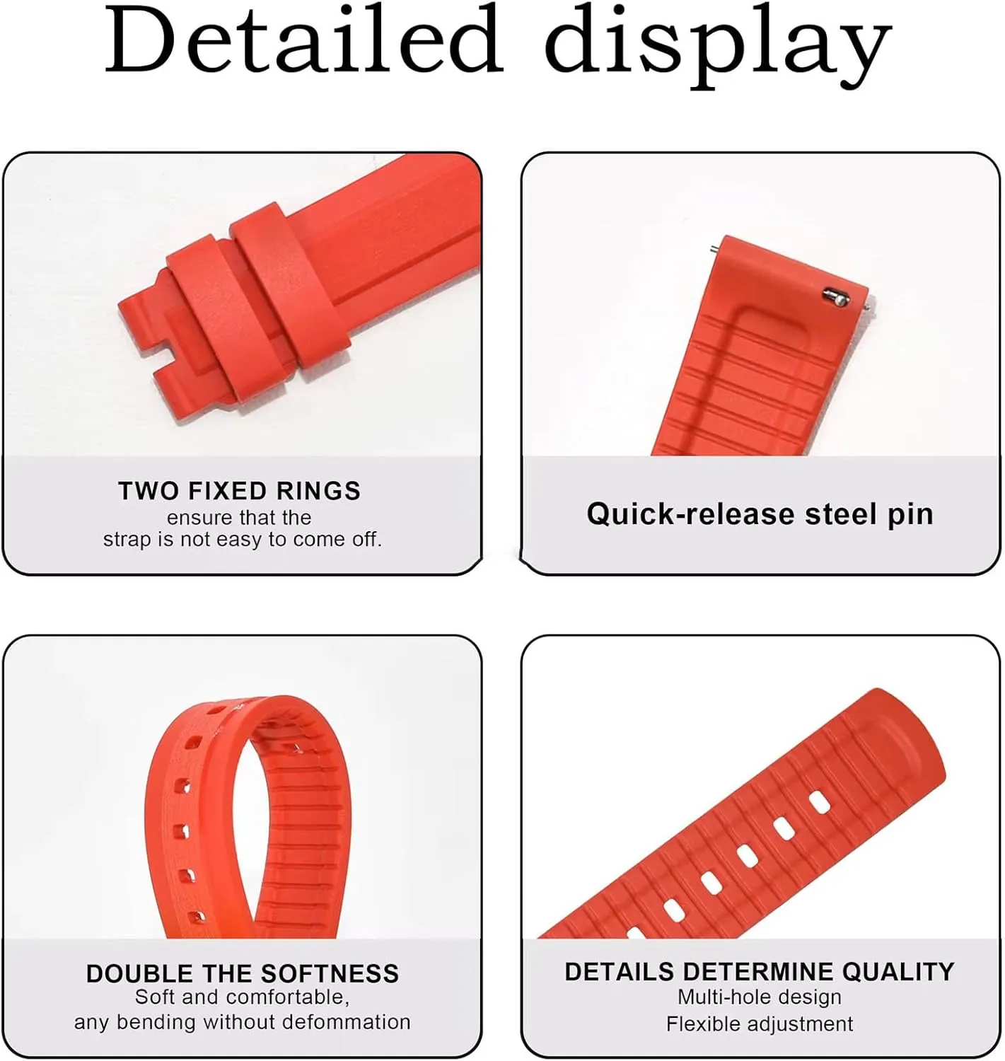 Quick Release Soft Durable Breathable FKM Rubber Strap Universal Replacement Band for Men Women FKM kilogram consolidate Rubber Watch Strap Double Textured Brushed Fluororubber 20mm 22mm 