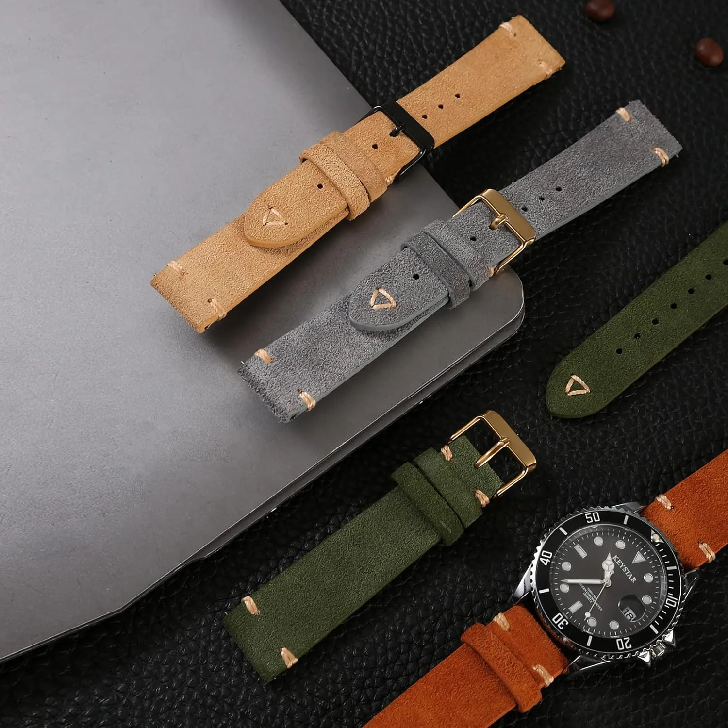 Quick Release Suede Leather Watch Bands Vintage Watchband for Men Watch Strap 18mm 19mm 20mm loop base biographer render 21mm 22mm 24mm WOUKUP 