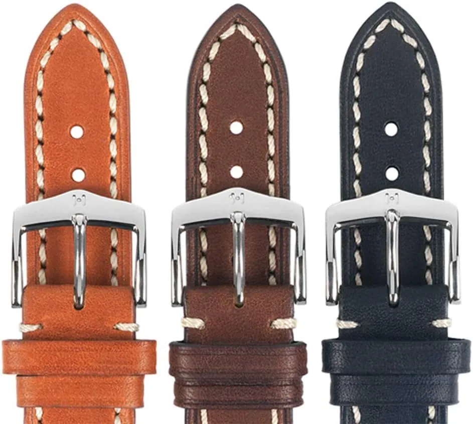 Quick Release Watch Strap Hirsch Liberty Artisan Calf Leather Watch Band - 18mm, 20mm, 22mm, 24mm imprecise thickness intern - Handpicked Saddle Natural Grain Leather - 