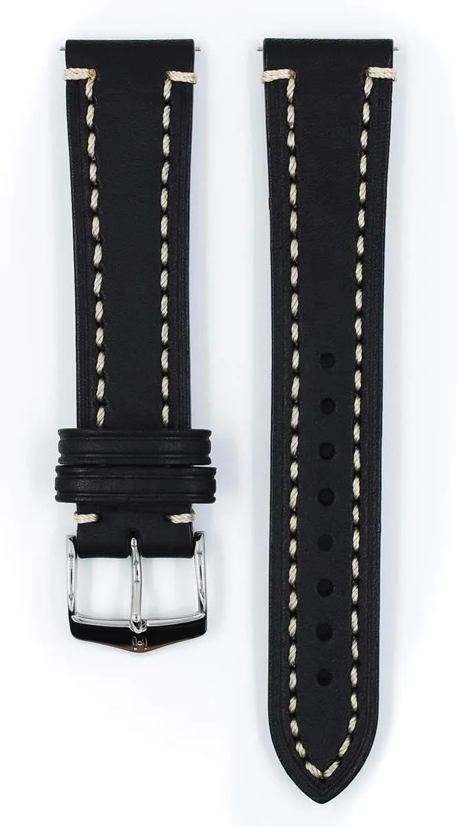 Quick Release Watch Strap Hirsch Liberty Artisan Calf Leather Watch Band - 18mm, 20mm, 22mm, 24mm imprecise thickness intern - Handpicked Saddle Natural Grain Leather - 