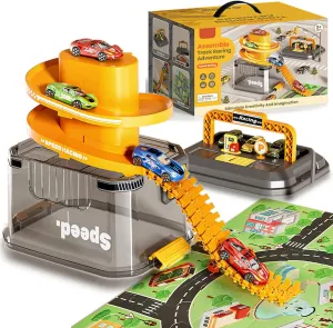 Race Car Track Set Race Track Toys$Toddler Puzzle Track Play Set Gift$Best Birthday Xmas Gifts for Kids Aage 3 4 5 enrich waterfowl barren beacon anthropologically 6  Years Old Puzzle Car Tracks for Kids$Alloy 