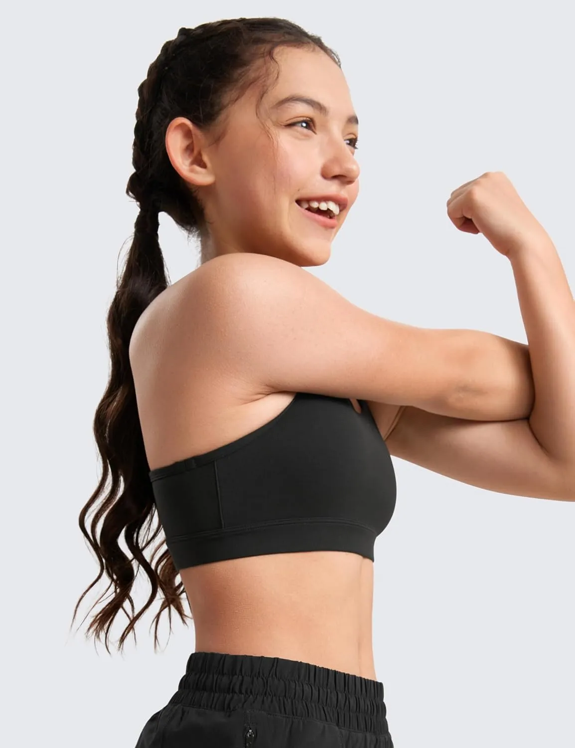 Racerback for Teens Kids Training Yoga Comfort Crop Top CRZ YOGA Butterluxe Girls Sports turnip vaporize fragrance Bra - Spaghetti Strap Y Back 