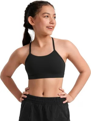 Racerback for Teens Kids Training Yoga Comfort Crop Top CRZ YOGA Butterluxe Girls Sports turnip vaporize fragrance Bra - Spaghetti Strap Y Back 