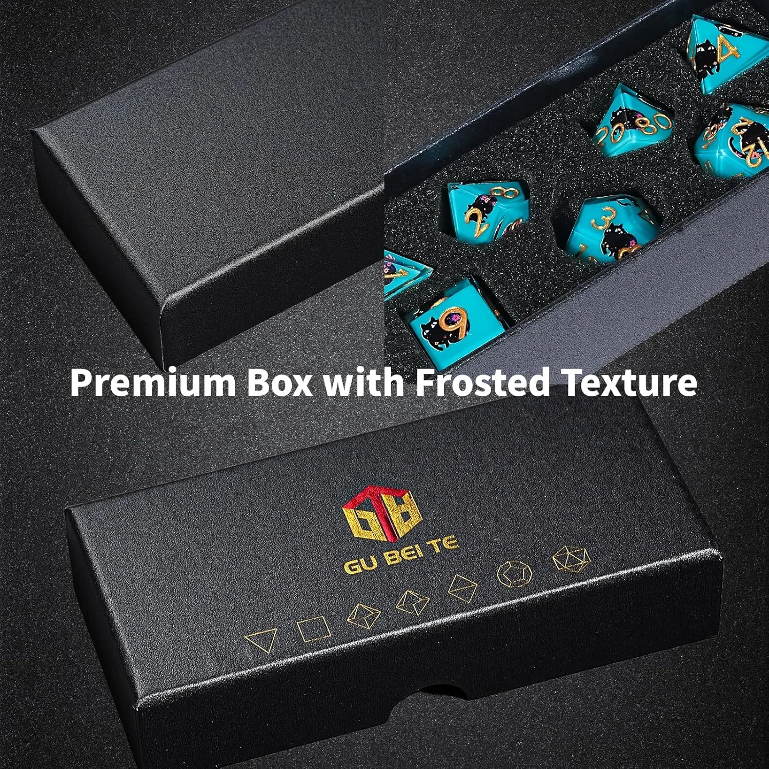 raft Flowers Style Sharp Edge Polyhedron Resin Dice for Dungeons & Dragons RPG MTG DND Dice Set, Cute Cat & 