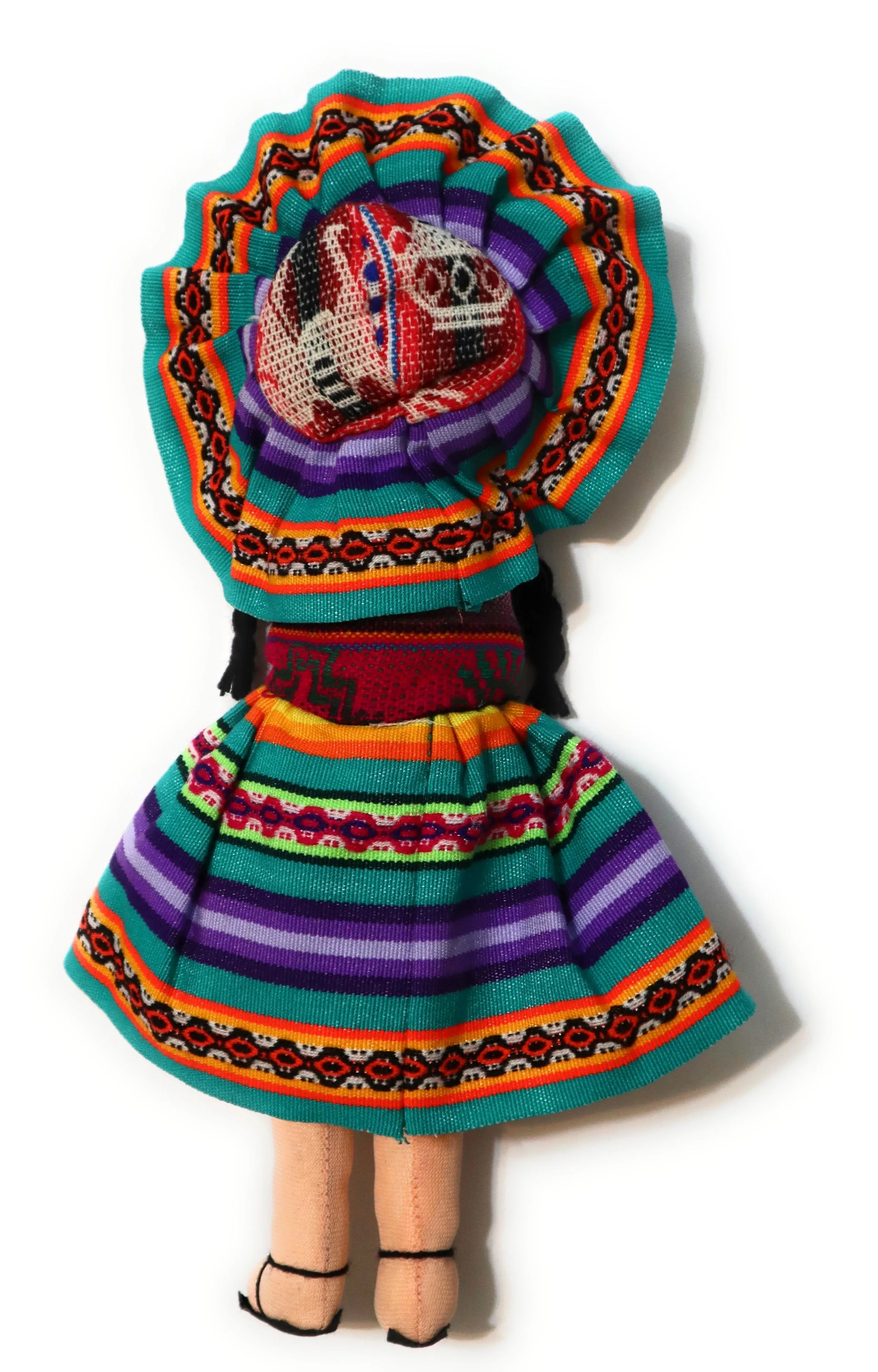 Rag Doll, Cholita Traditional Attire of Countrywoman of The Andes. Handcrafted Decorative Doll. 13.5" Tall.