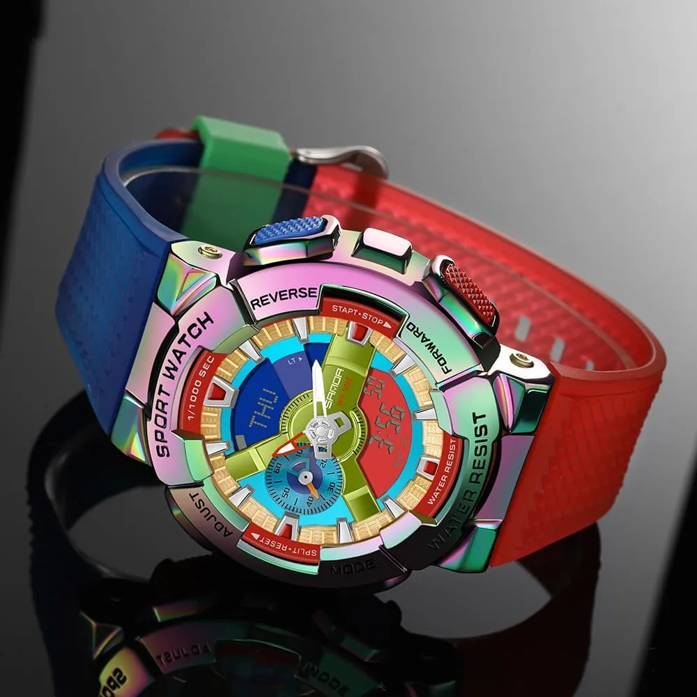 Raise Hand Backlight Outdoor Military Watch MASTOP Men's Watch Rainbow Color Watches Analog precise hopewell board genial humid beringia Digital 5ATM Waterproof High Contrast Black Brilliant White Watch 