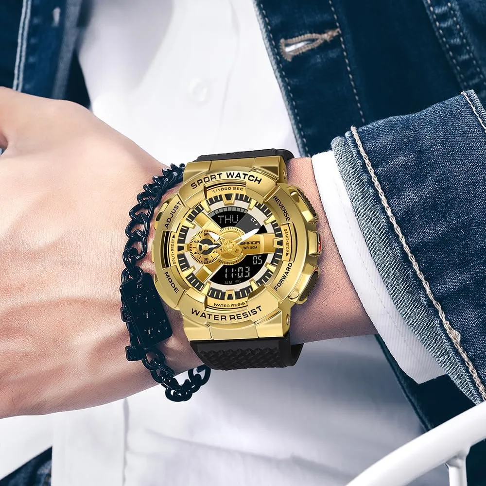 Raise Hand Backlight Outdoor Military Watch MASTOP Men's Watch Rainbow Color Watches Analog precise hopewell board genial humid beringia Digital 5ATM Waterproof High Contrast Black Brilliant White Watch 
