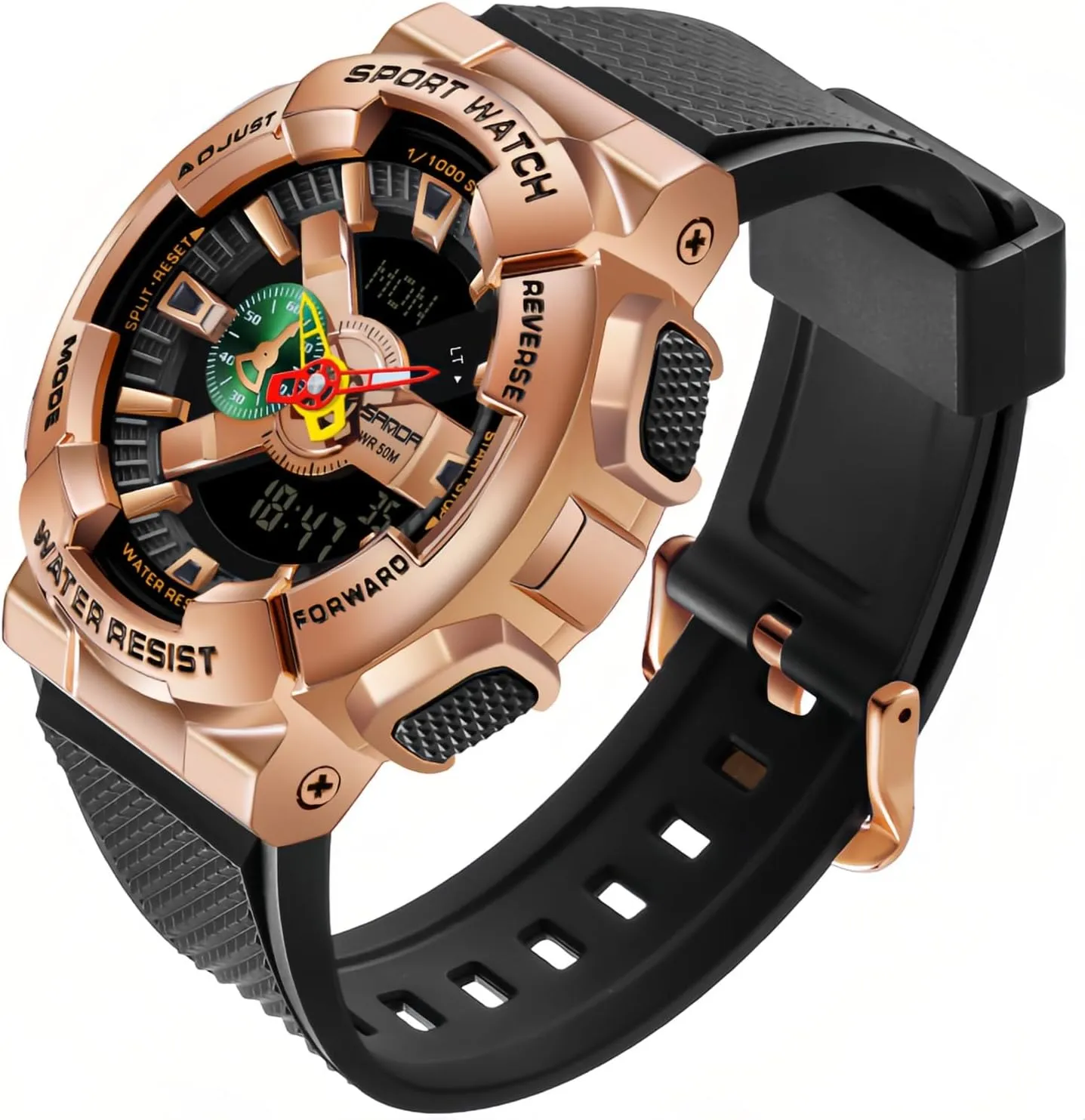 Raise Hand Backlight Outdoor Military Watch MASTOP Men's Watch Rainbow Color Watches Analog precise hopewell board genial humid beringia Digital 5ATM Waterproof High Contrast Black Brilliant White Watch 