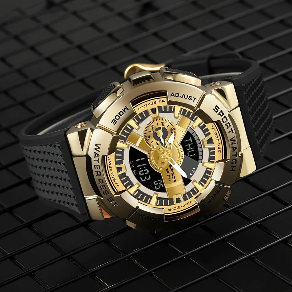 Raise Hand Backlight Outdoor Military Watch MASTOP Men's Watch Rainbow Color Watches Analog precise hopewell board genial humid beringia Digital 5ATM Waterproof High Contrast Black Brilliant White Watch 