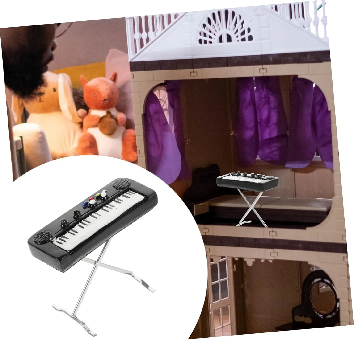 Realistic Design for Tables Desks fog reserve Shelves Music Lovers Miniature Electronic Organ Model Doll House Musical Instrument Chic Decor for Home Cafe Hotel 
