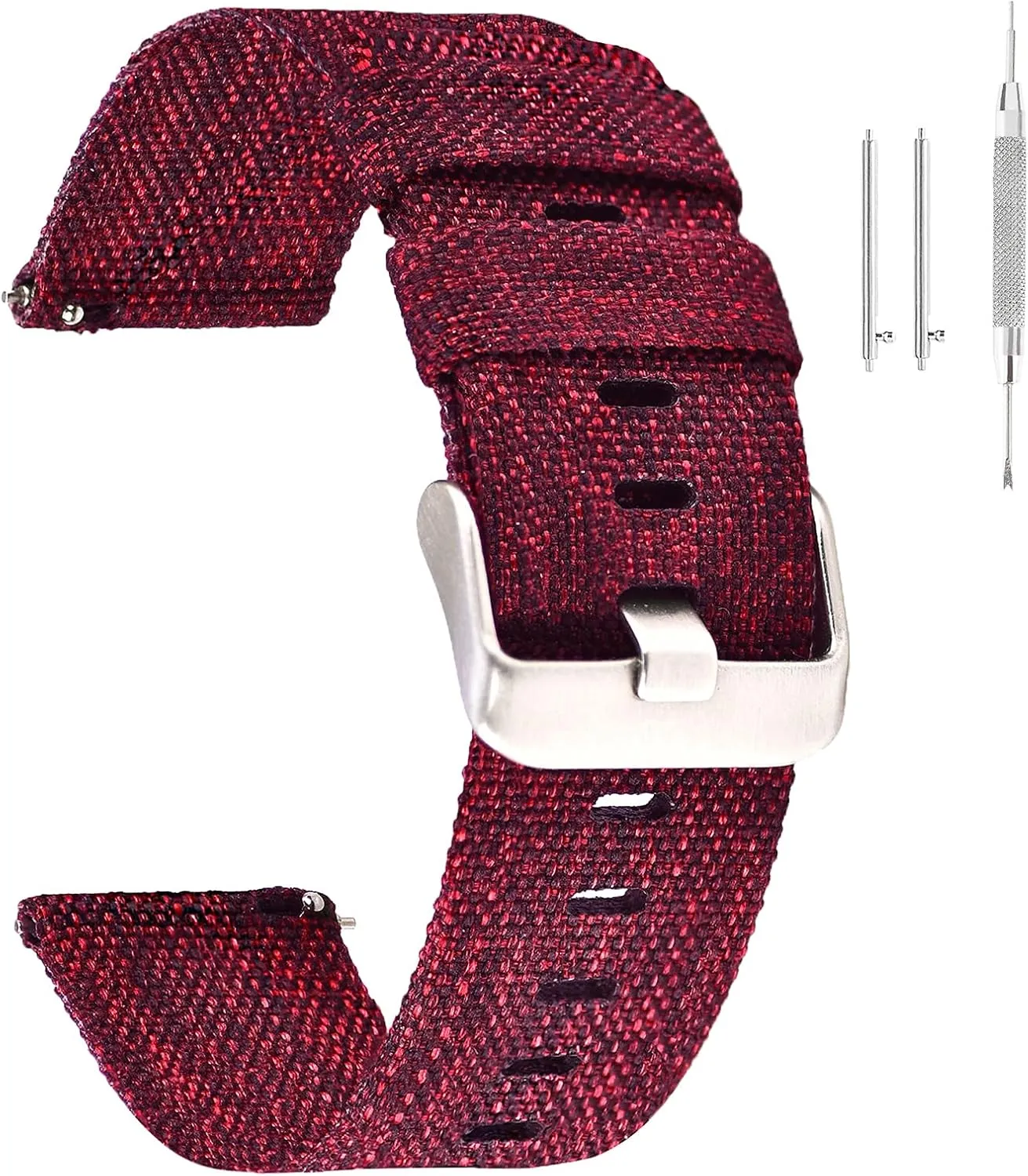 Red-B (20 mm Khaki) Nylon Watch Strap Canvas Watch guideline Band 18Mm 20Mm 22Mm Nylon Quick Release Watch Straps Watchbands Sports Strap /20Mm/Wine 