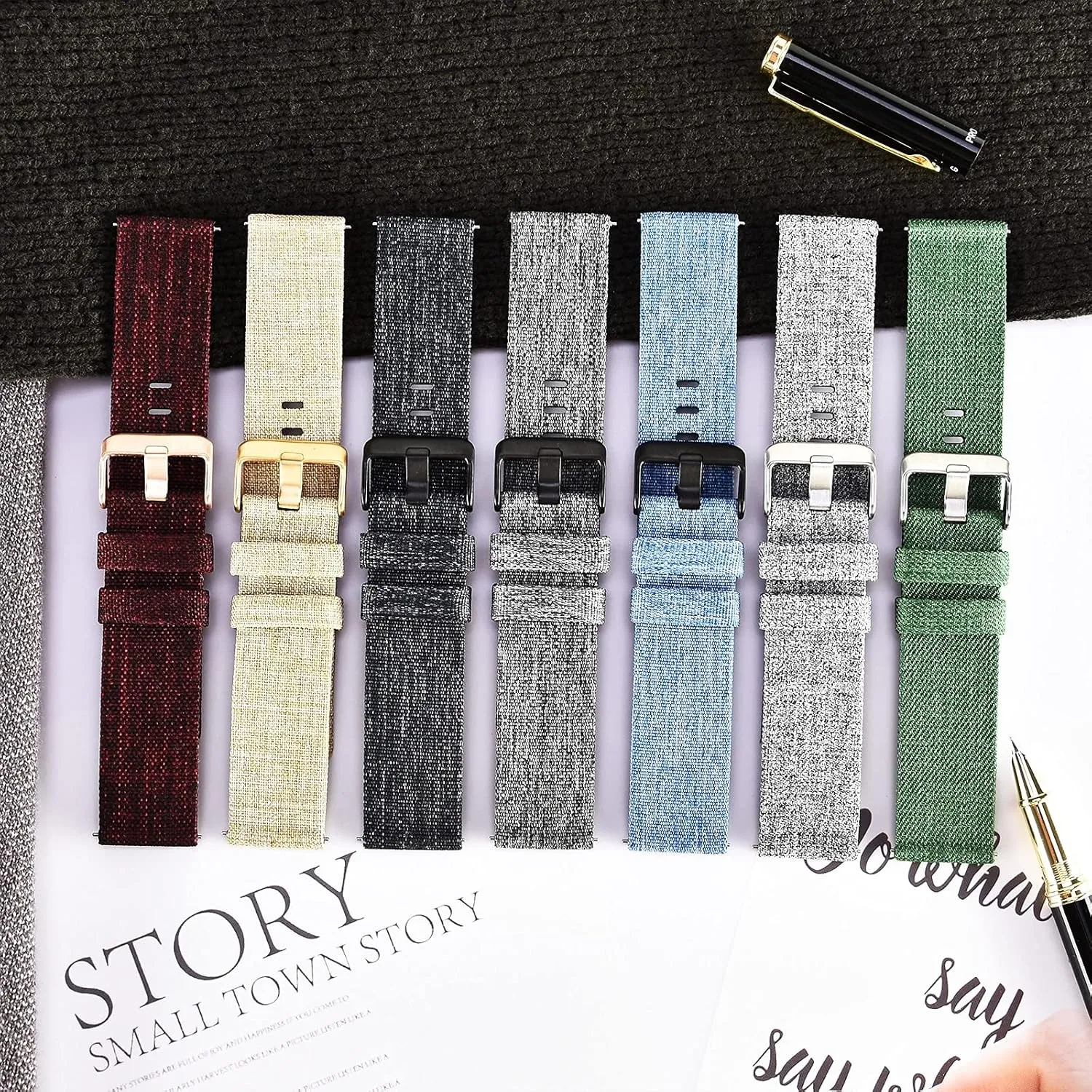 Red-B (20 mm Khaki) Nylon Watch Strap Canvas Watch guideline Band 18Mm 20Mm 22Mm Nylon Quick Release Watch Straps Watchbands Sports Strap /20Mm/Wine 