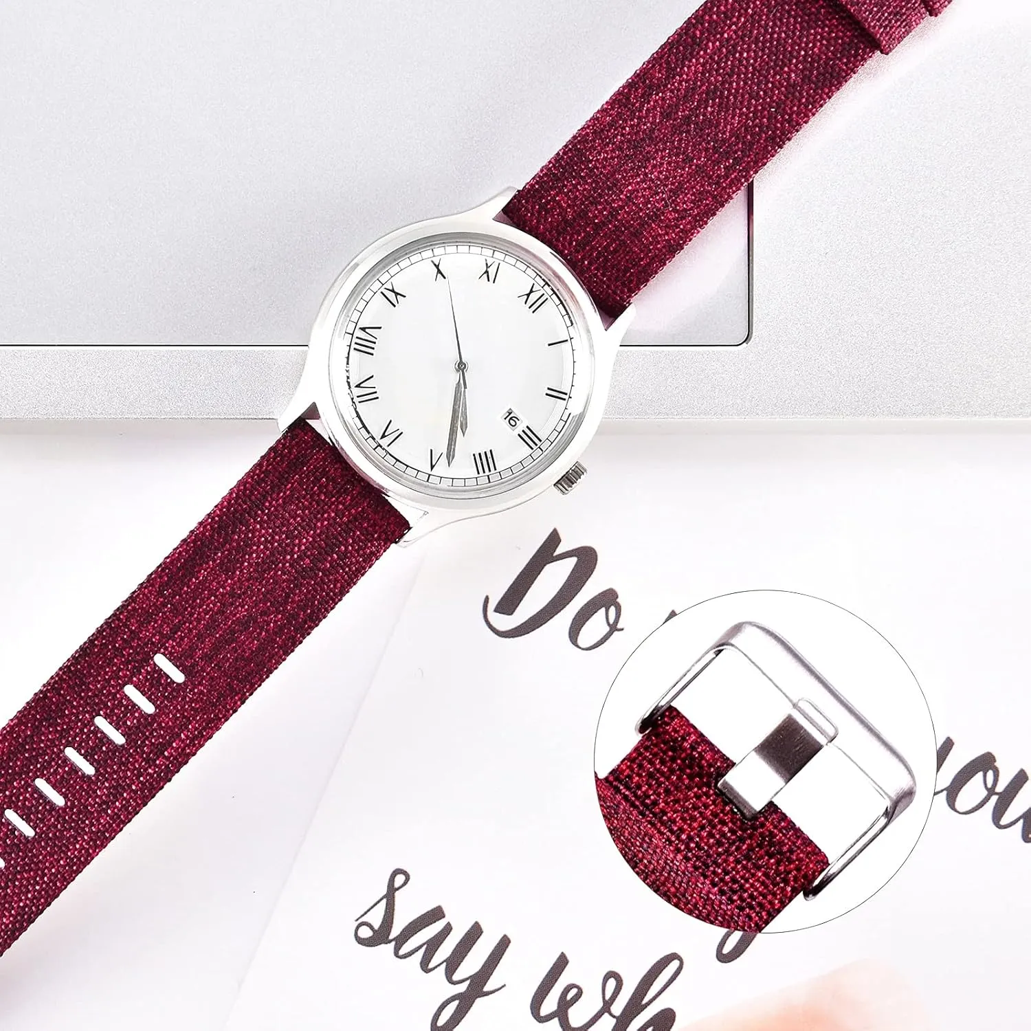 Red-B (20 mm Khaki) Nylon Watch Strap Canvas Watch guideline Band 18Mm 20Mm 22Mm Nylon Quick Release Watch Straps Watchbands Sports Strap /20Mm/Wine 