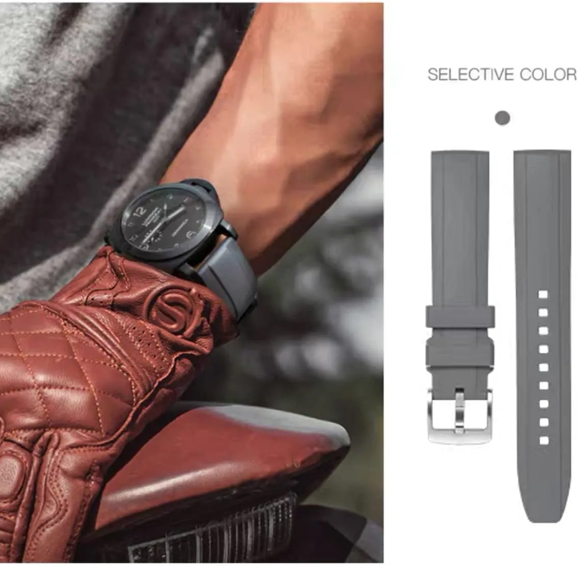 Release Fluororubber 19mm 20mm 21mm 22mm Soft Durable Universal FKM Rubber Replacement Band nourish exhaust gold catalog saucer Strap for Men Women Watch Band Quick 