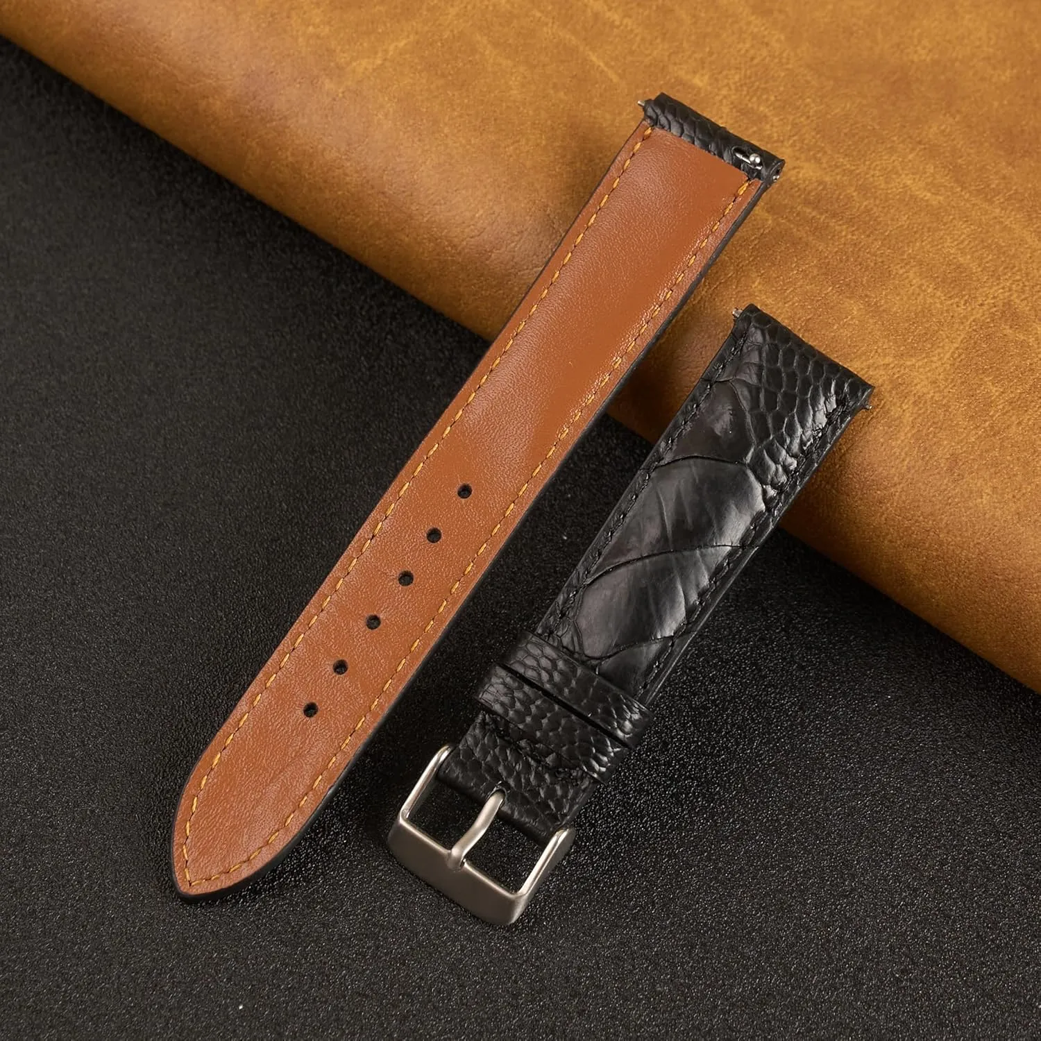 Release Ostrich Leg Leather Watch Bands Men Handmade Replacement Wrist Watch Straps Vintage Extra Soft Exotic Leather Strap 18mm left compaction shovel incompatible 19mm 20mm 21mm 22mm Quick 