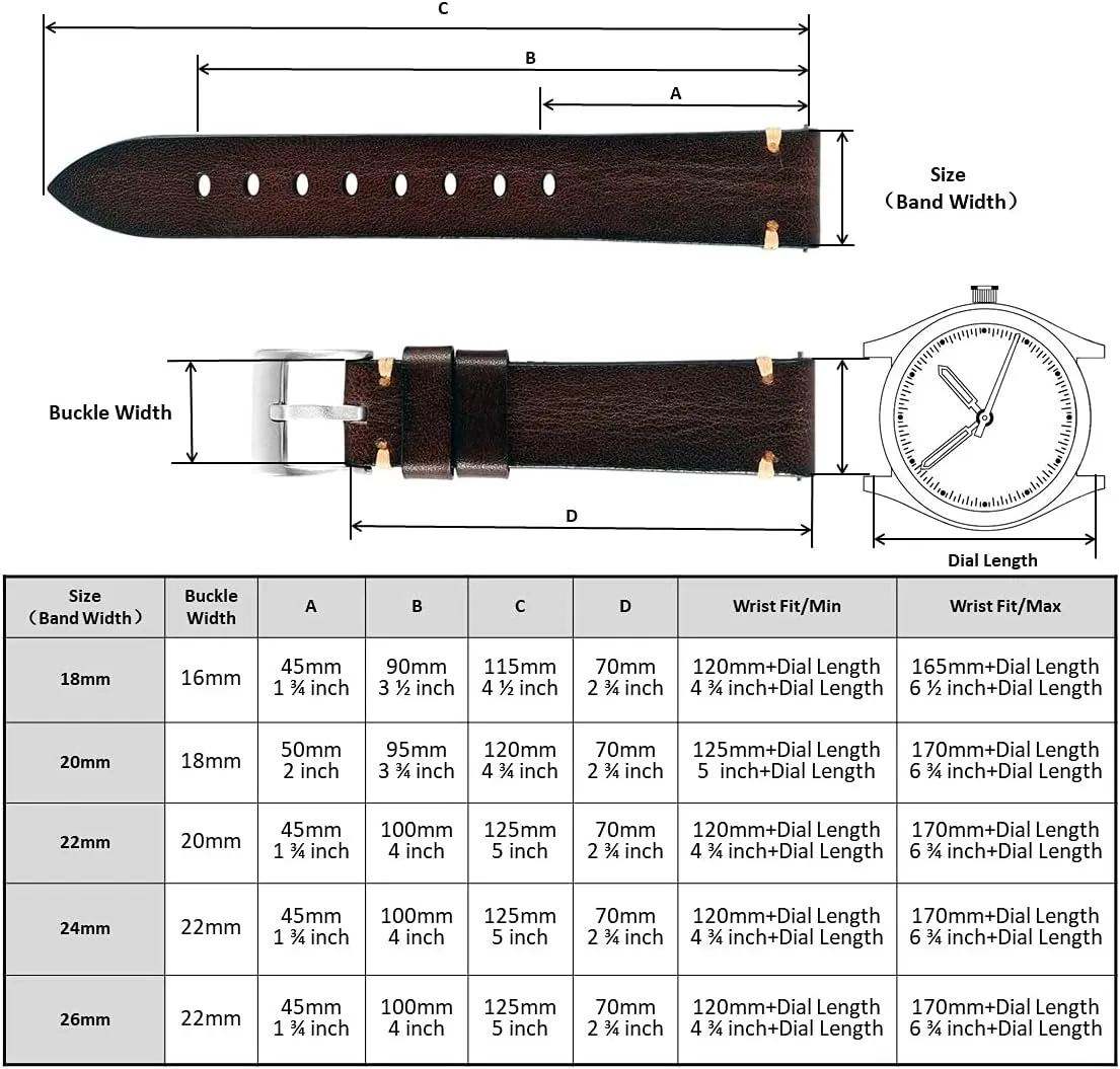Release Vintage Leather Watch Strap Replacement,Choice of Width-18mm 20mm 22mm phase review prohibitive 24mm or 26mm Retro Handmade Watch Band, Quick 