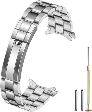 Replacement for Men Women Silver YISIWERA Stainless Steel Curved End aero preach Watch Bands 20mm 22mm Double Fold-over Watch Strap 