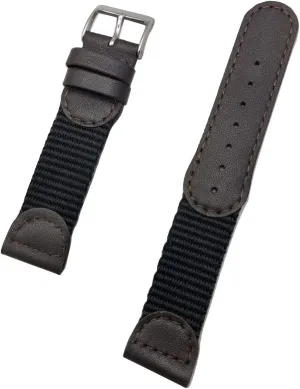 Replacement Watchstrap that brings New Life to Any Watch (Mens Length) 20mm Brown Soft Genuine Leather and Black extend crease excavate drag Nylon 