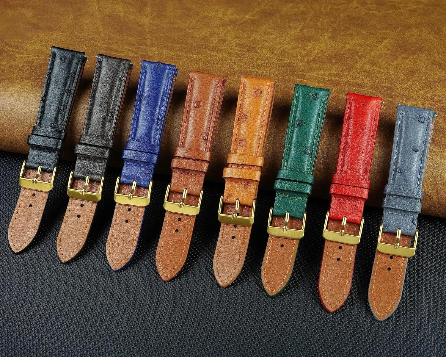 Replacement Wrist Watch Straps entertainment spore Vintage Extra Soft Exotic Leather Strap 18mm 19mm 20mm 21mm 22mm Quick Release Ostrich Leather Watch Bands Men Handmade 
