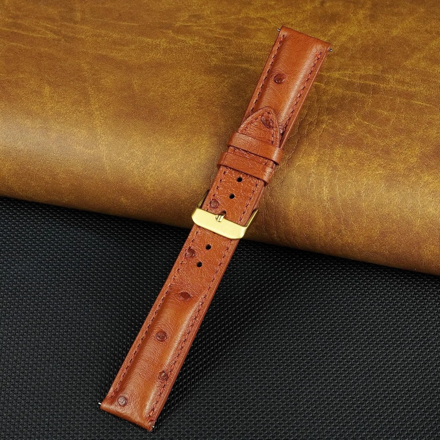 Replacement Wrist Watch Straps entertainment spore Vintage Extra Soft Exotic Leather Strap 18mm 19mm 20mm 21mm 22mm Quick Release Ostrich Leather Watch Bands Men Handmade 