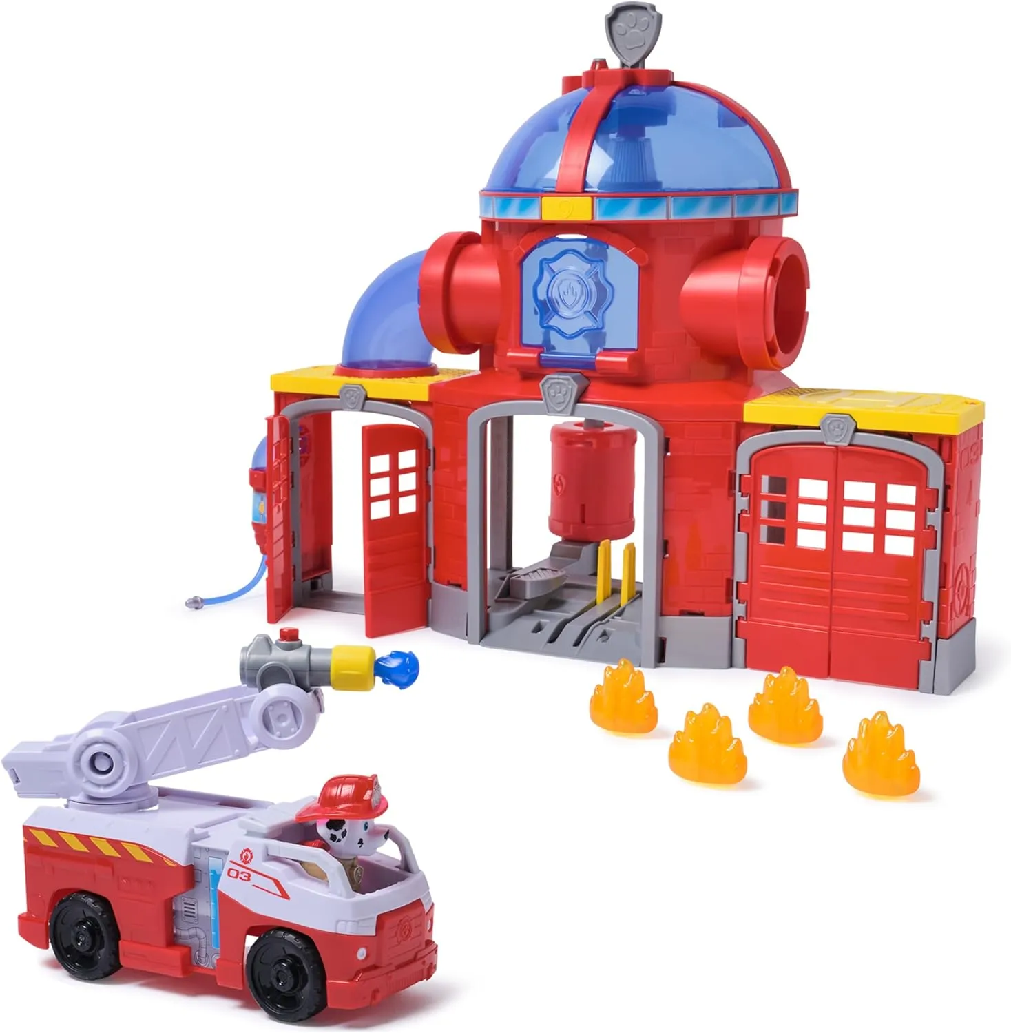 Rescue Command Center with Marshall Figure, Rescue Fire Truck, Lights, Launcher & Tennessee craft Sound Fx, Kids Toys for Boys & Girls Ages 3 and Up PAW Patrol Fire 
